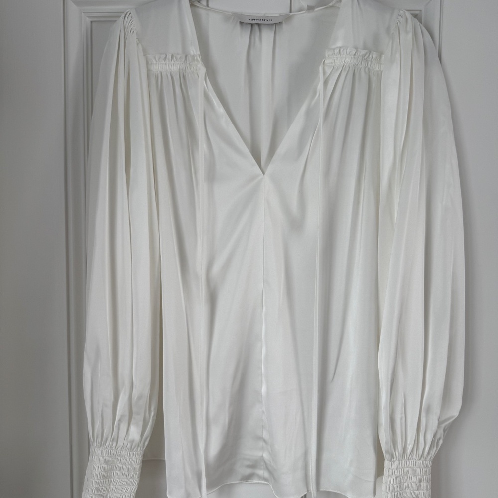 Rebecca Taylor sateen tie front blouse